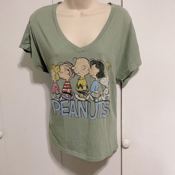 PEANUTS Snoopy Charlie Brown Lucy Sally Linus Woodstock Green Womens Small - Picture 5 of 11